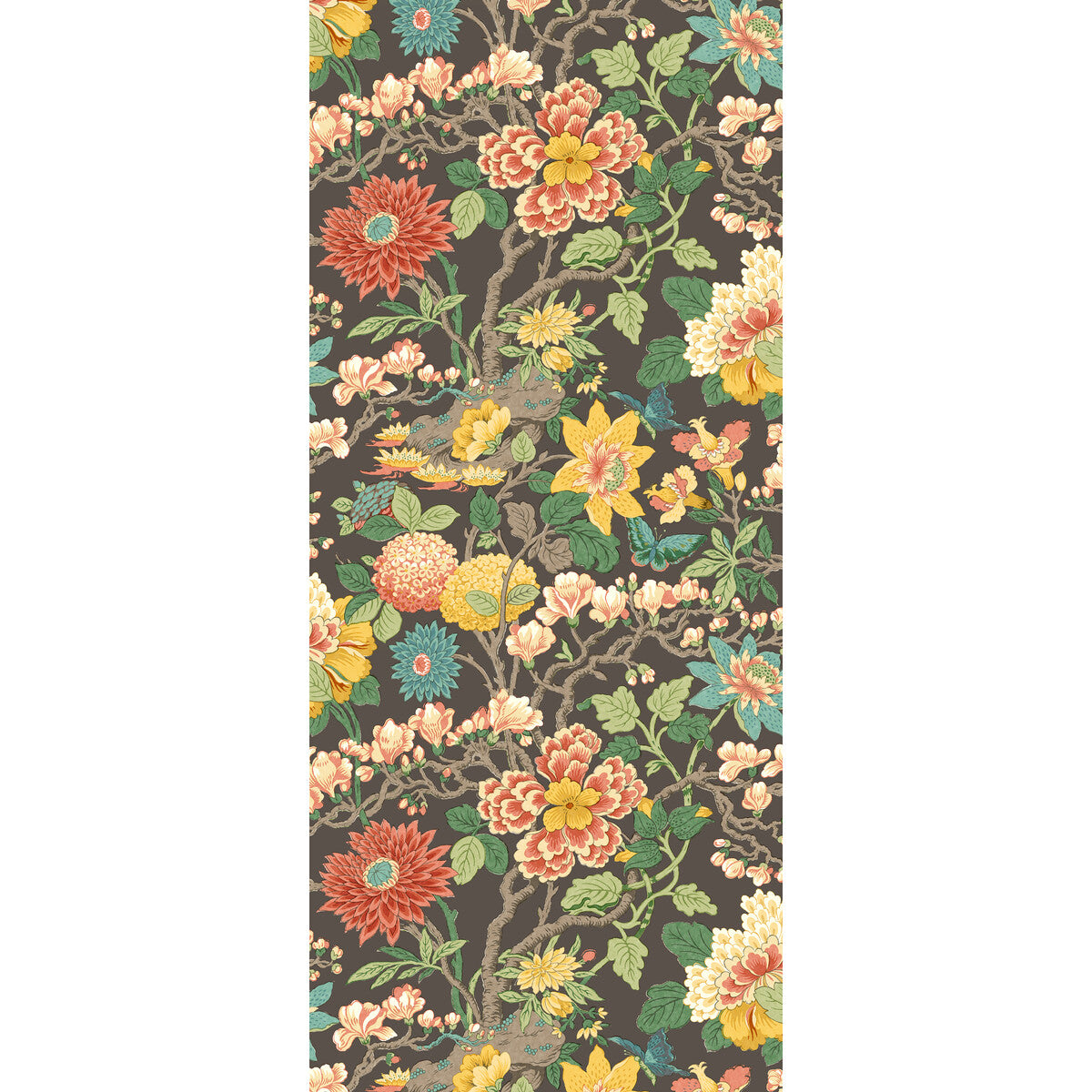 BW45121-7 LITTLE MAGNOLIA CHARCOAL/JEWEL G P & J BAKER Wallpaper