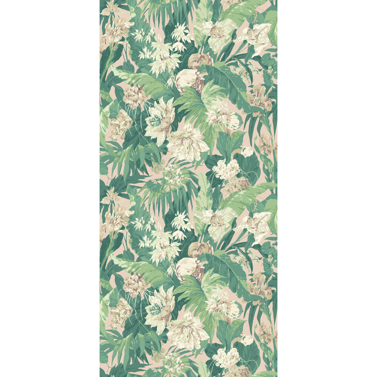 BW45132-5 TROPICAL FLORAL BLUSH/GREEN G P & J BAKER Wallpaper