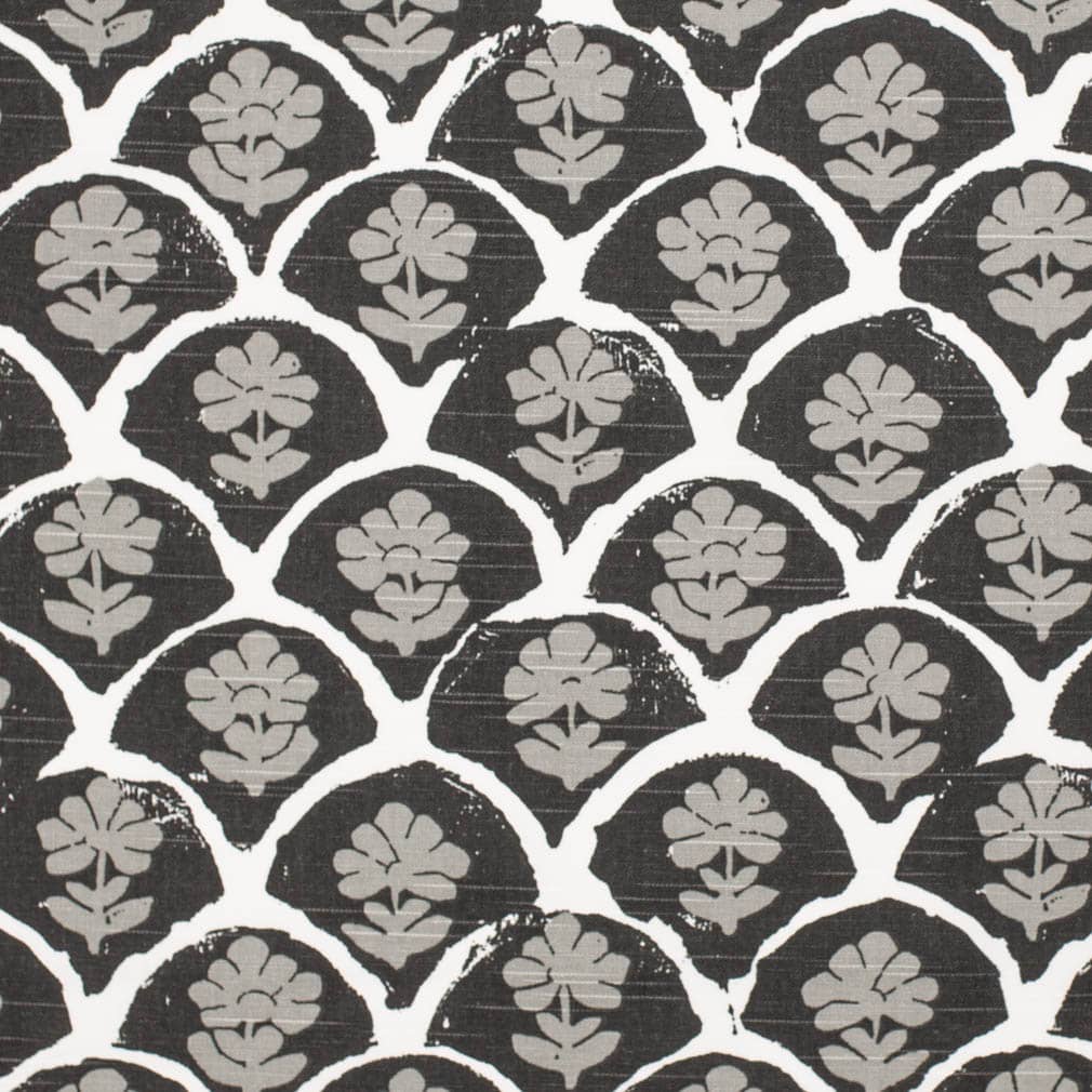 CB600-236 Abstract & Geometric,Floral Black Charlotte Fabrics Linen,Prints