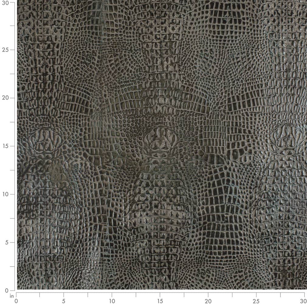 Caiman Midnight Black,Grey & Silver Charlotte Fabrics Genuine Leather