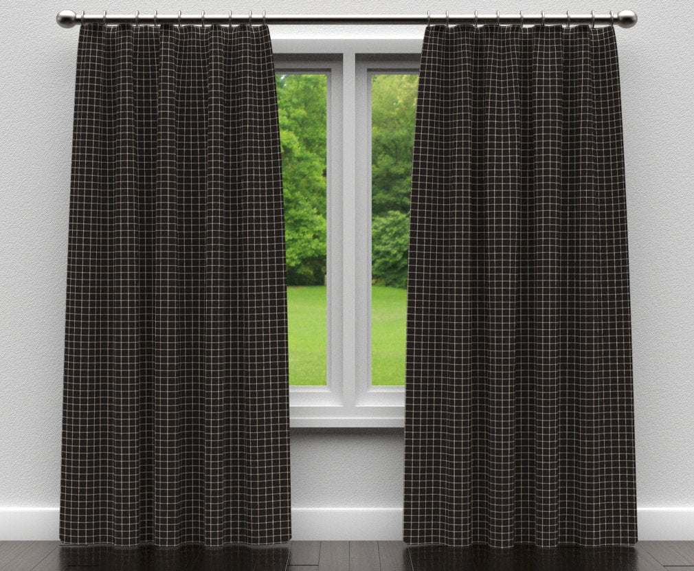D124 Plaid,Small Scale Onyx Checkerboard Black Charlotte Fabrics
