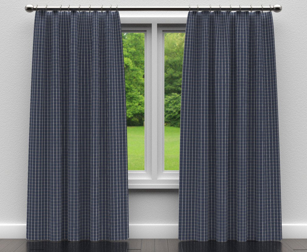 D127 Plaid,Small Scale Indigo Checkerboard Blue Charlotte Fabrics