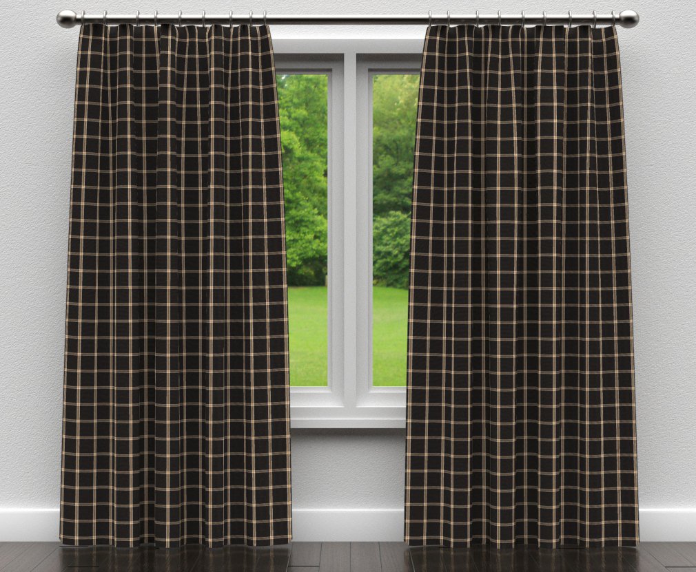 D138 Plaid Onyx Windowpane Black Charlotte Fabrics
