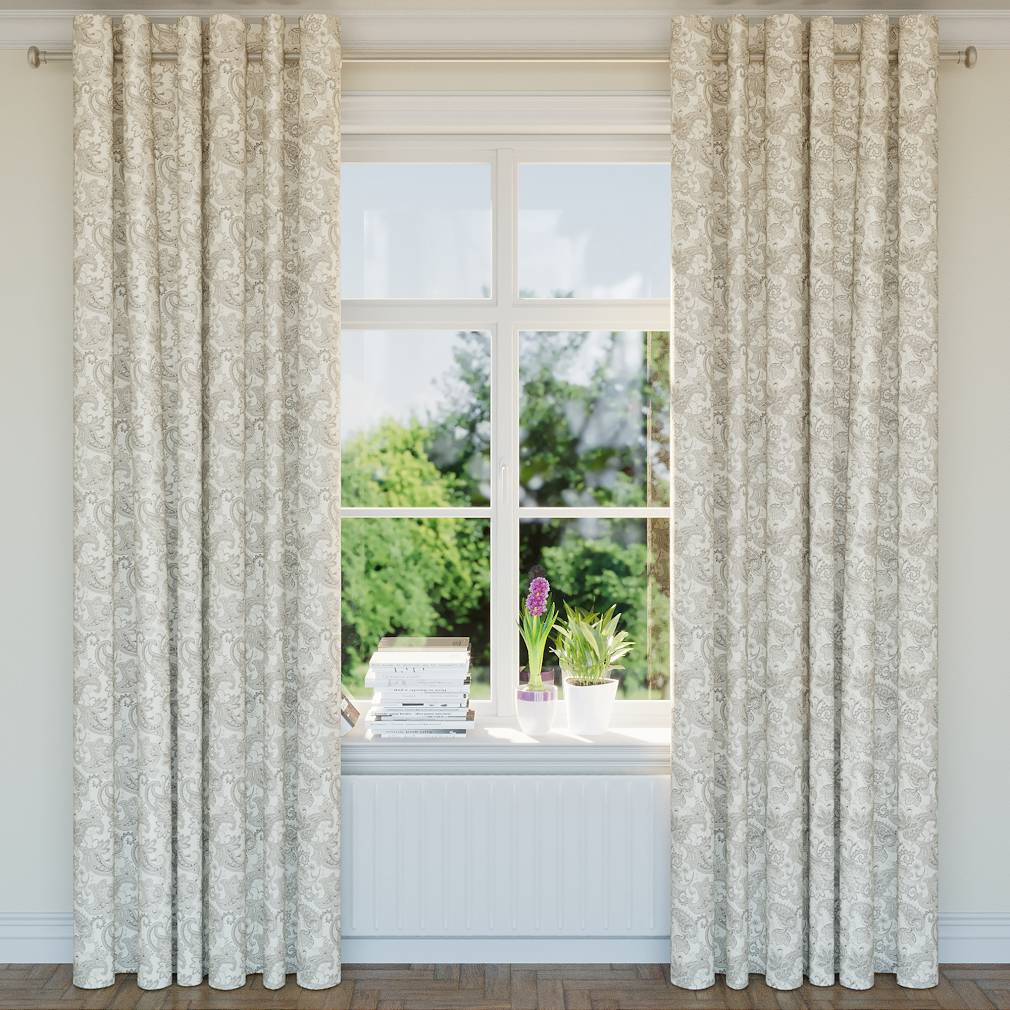 D1561 Floral,Paisley Platinum Paisley Grey & Silver Charlotte Fabrics
