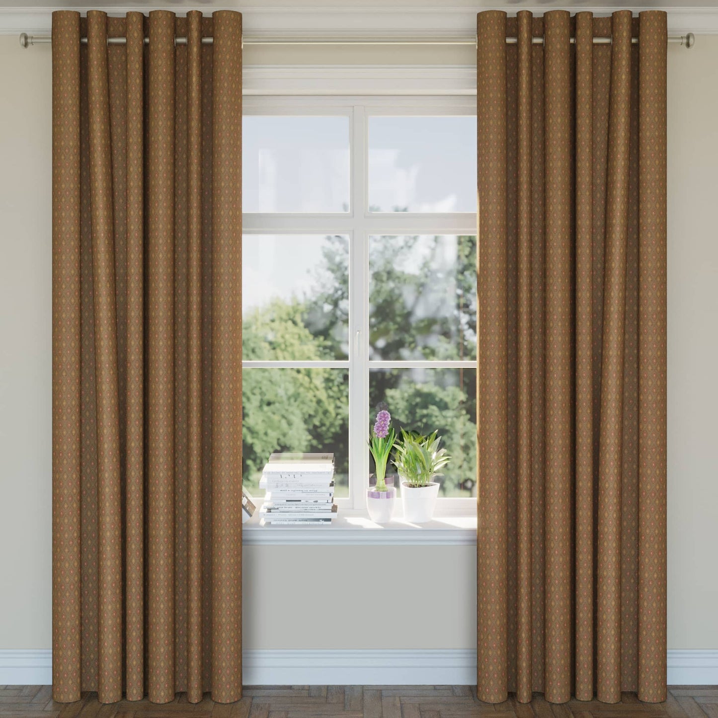 D1803 Diamonds,Small Scale Woodland Margot Brown Charlotte Fabrics