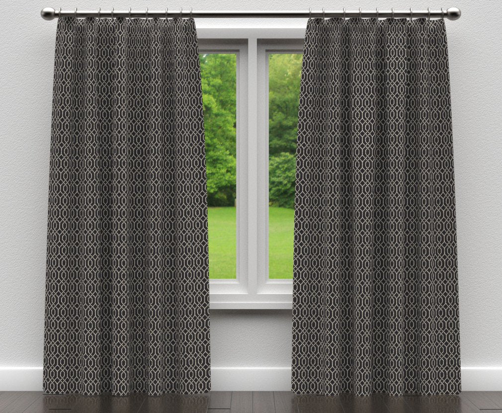 D181 Abstract & Geometric Ebony Lattice Black Charlotte Fabrics