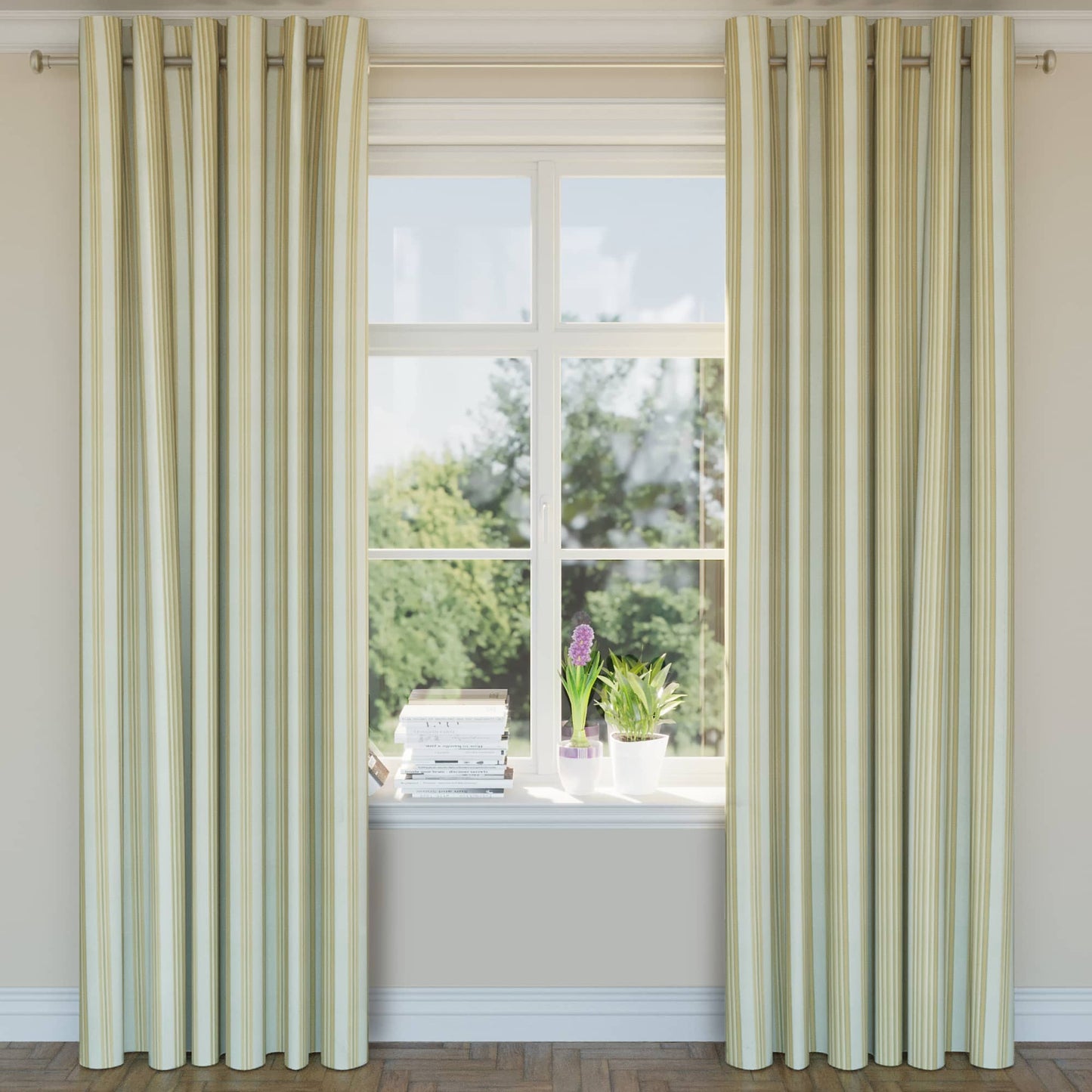 D1831 Stripe Mist Zoe Aqua & Teal Charlotte Fabrics
