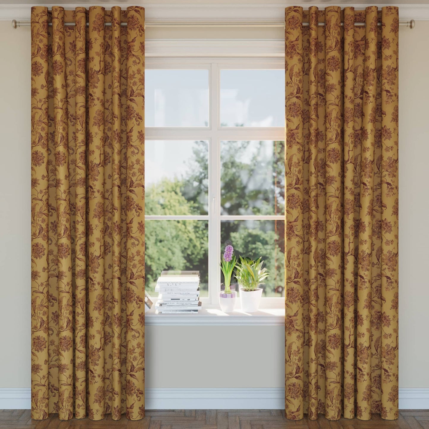 D1839 Floral Antique Cecile Gold & Yellow Charlotte Fabrics