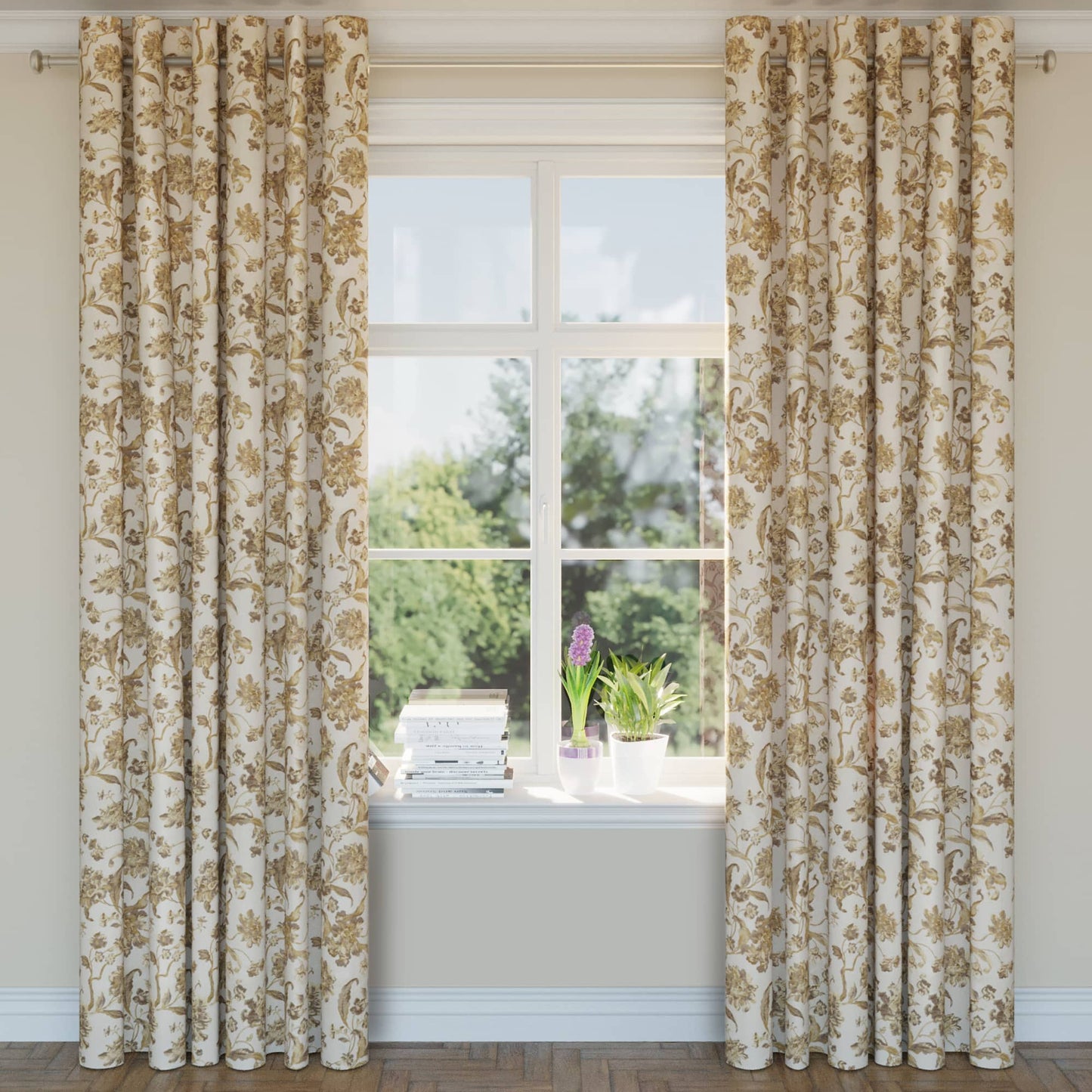 D1841 Floral Champagne Cecile Beige & Taupe,Gold & Yellow Charlotte Fabrics