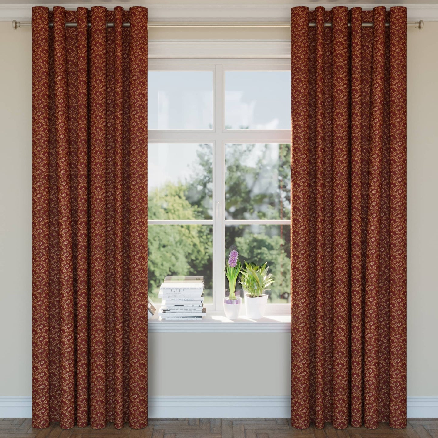 D1846 Floral,Leaves Currant Juliet Red & Burgundy Charlotte Fabrics