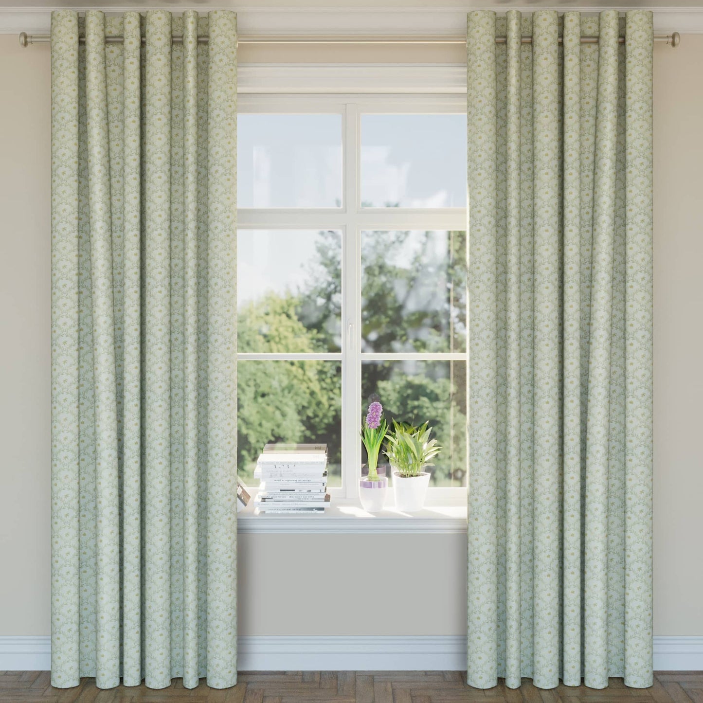 D1850 Floral,Leaves Mist Juliet Aqua & Teal Charlotte Fabrics