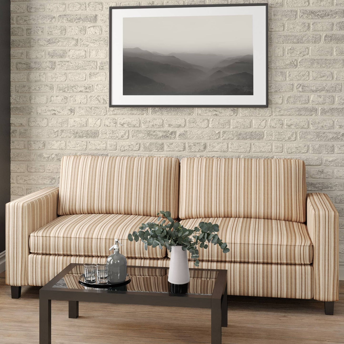 D1940 Stripe Ecru Stripe Beige & Taupe Charlotte Fabrics