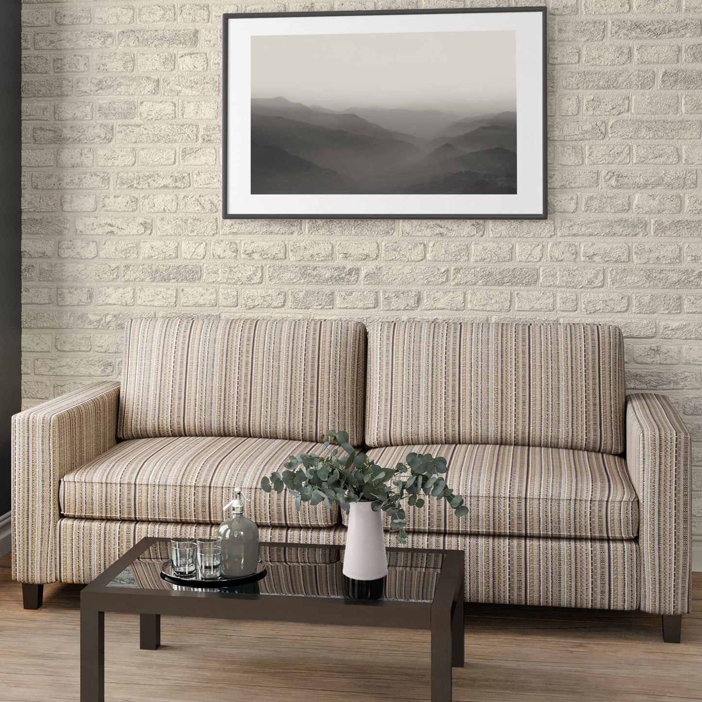 D1947 Stripe Granite Beige & Taupe Charlotte Fabrics