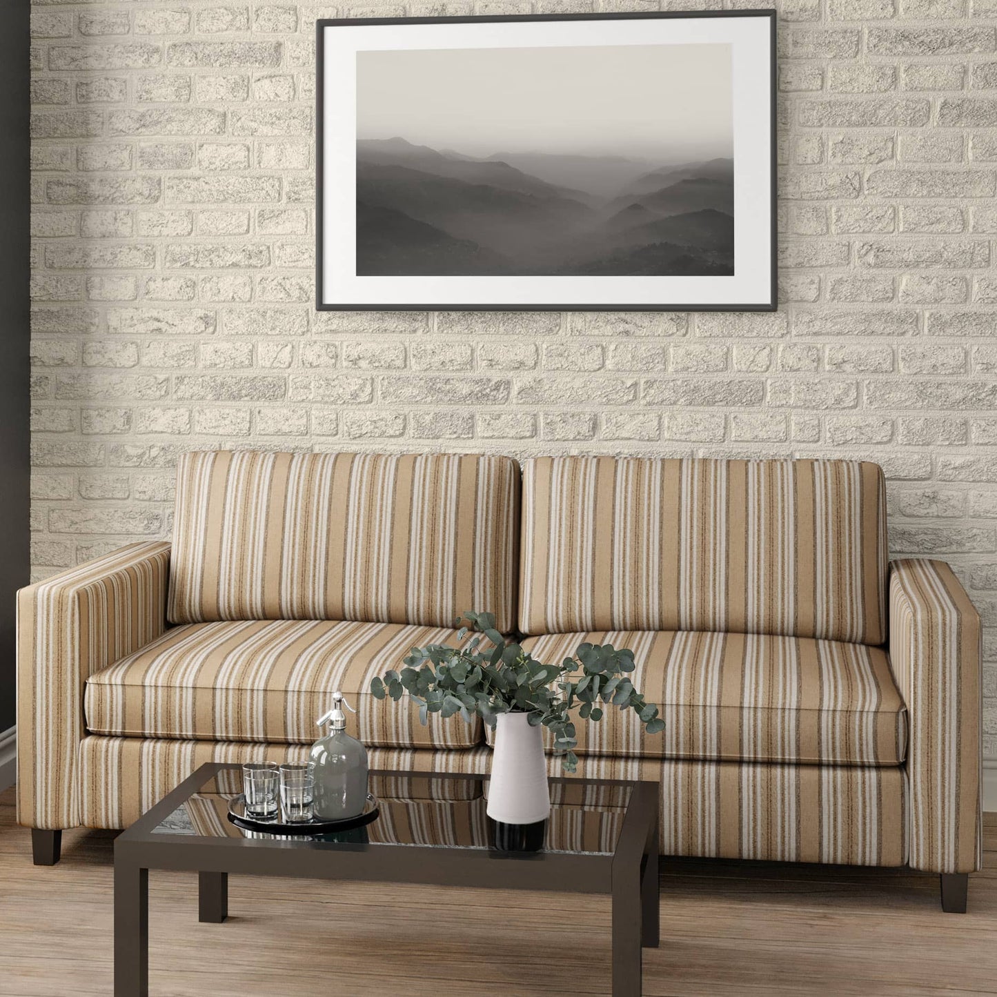 D1973 Stripe Straw Brown Charlotte Fabrics