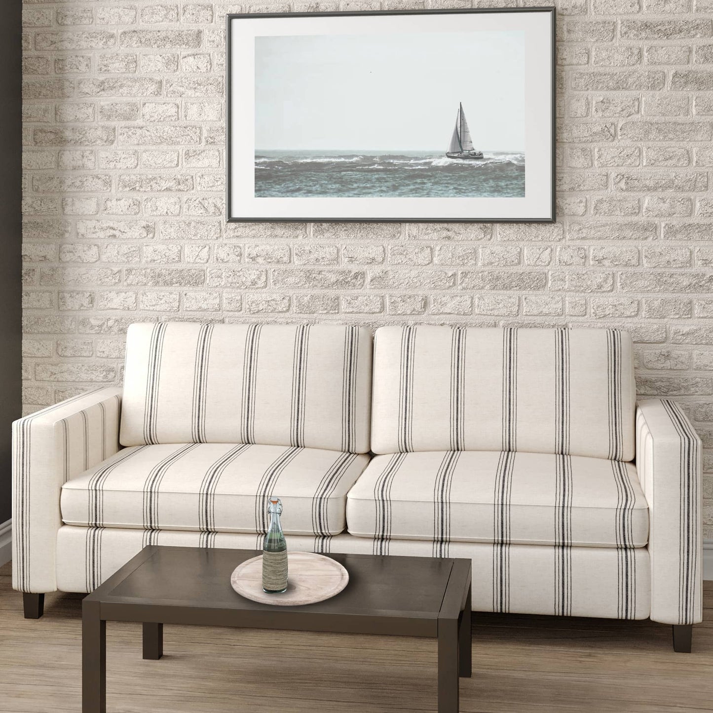 D2277 Stripe Hampton Charcoal Grey & Silver Charlotte Fabrics