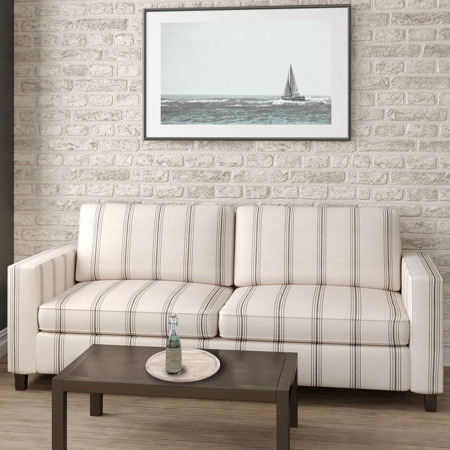 D2281 Stripe Hampton Slate Grey & Silver Charlotte Fabrics