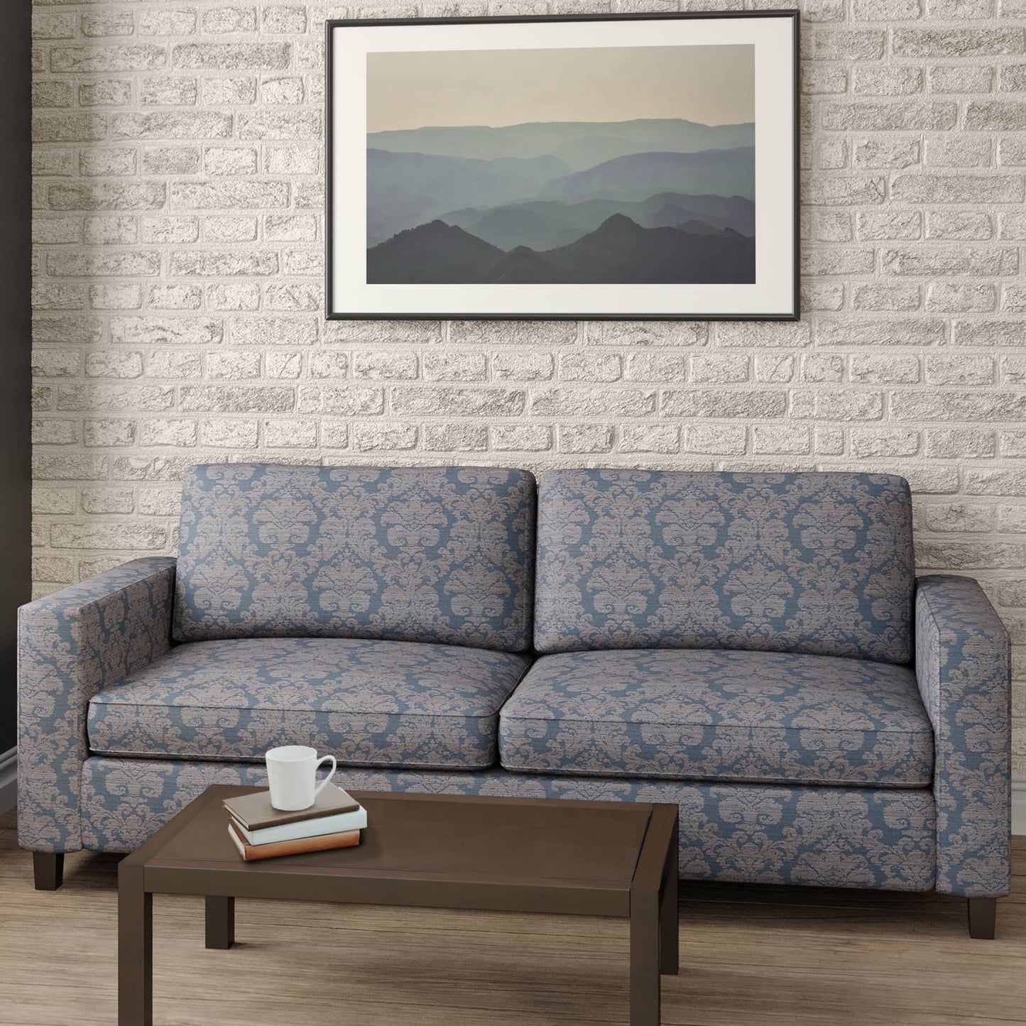 D2449 Damask Horizon Blue Charlotte Fabrics