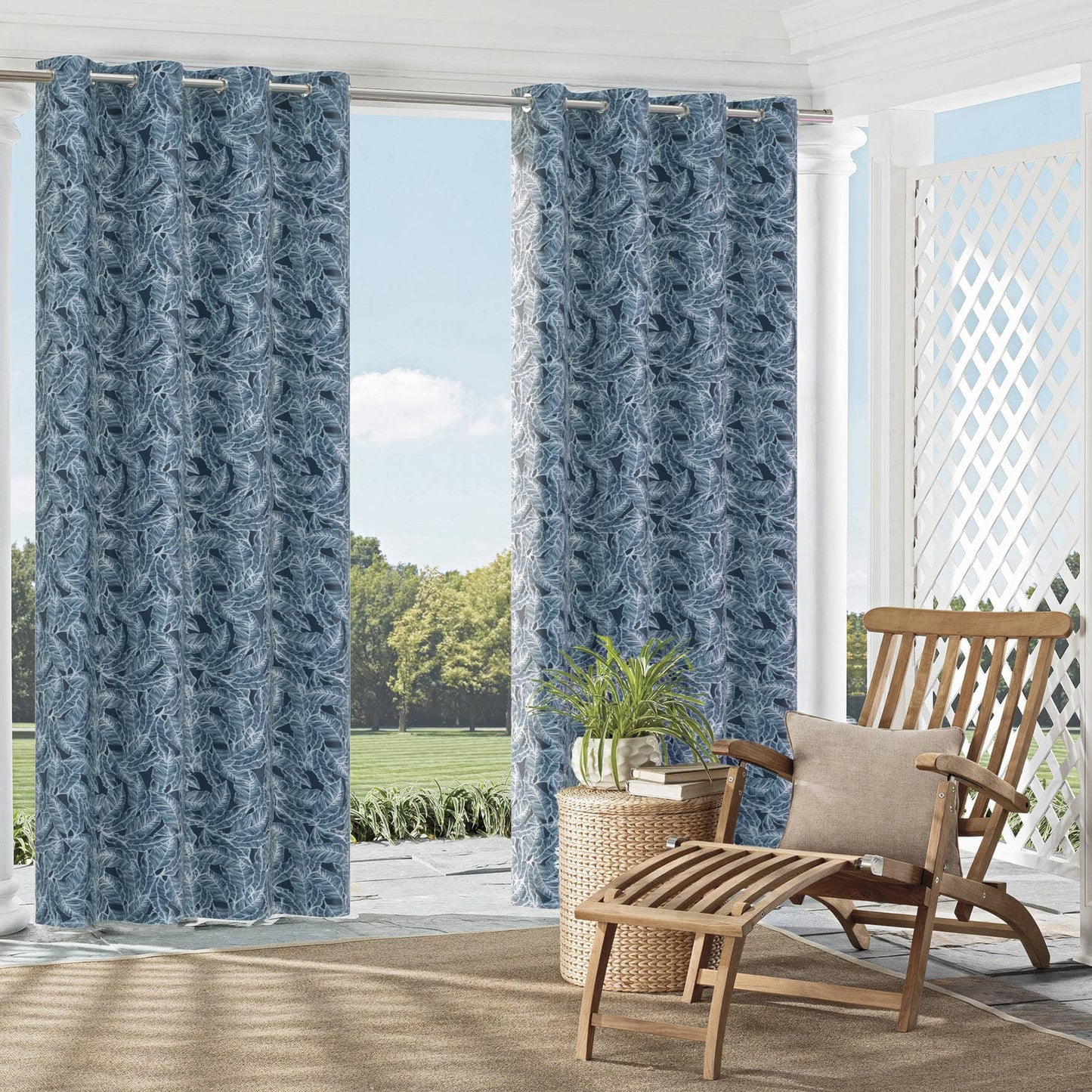 D2486 Leaves,Tropical & Botanical Admiral Blue Charlotte Fabrics