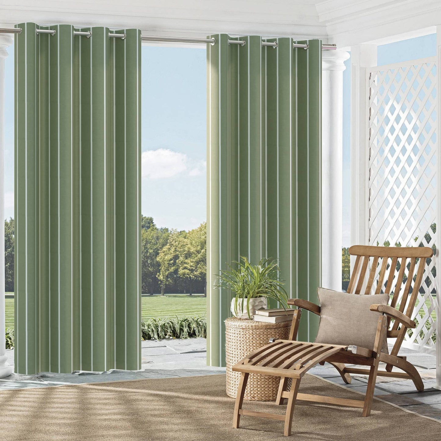 D2492 Stripe Olive Green Charlotte Fabrics
