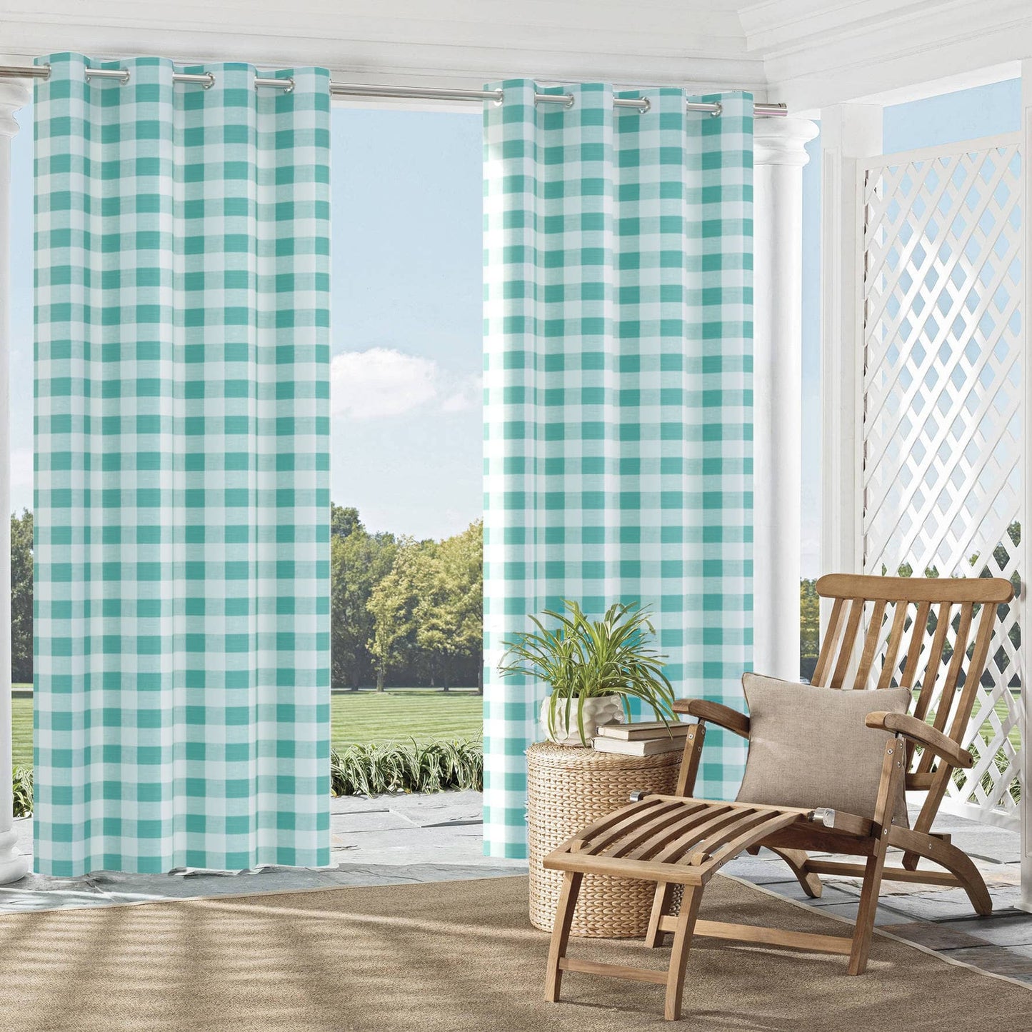 D2494 Check & Houndstooth,Plaid Ocean Aqua & Teal Charlotte Fabrics