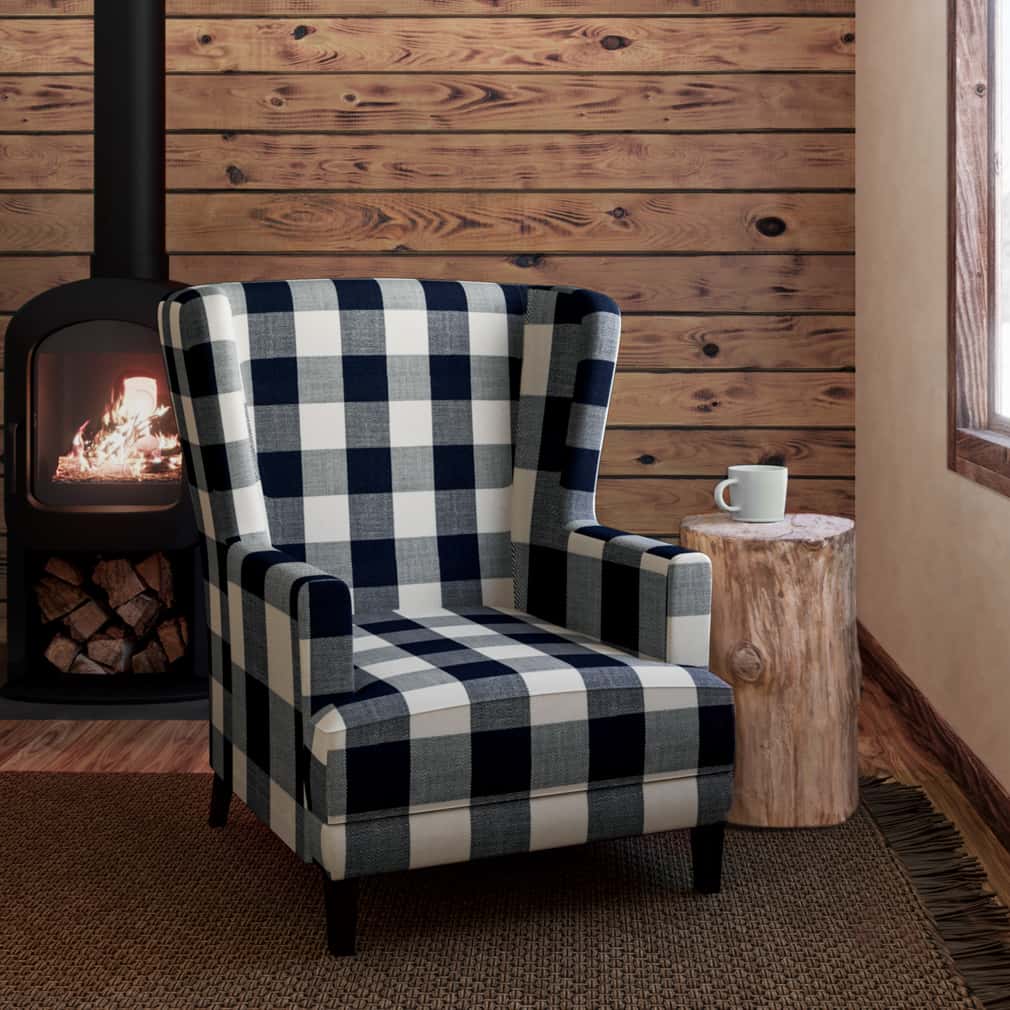 D2602 Check & Houndstooth,Plaid Buffalo Navy Blue Charlotte Fabrics