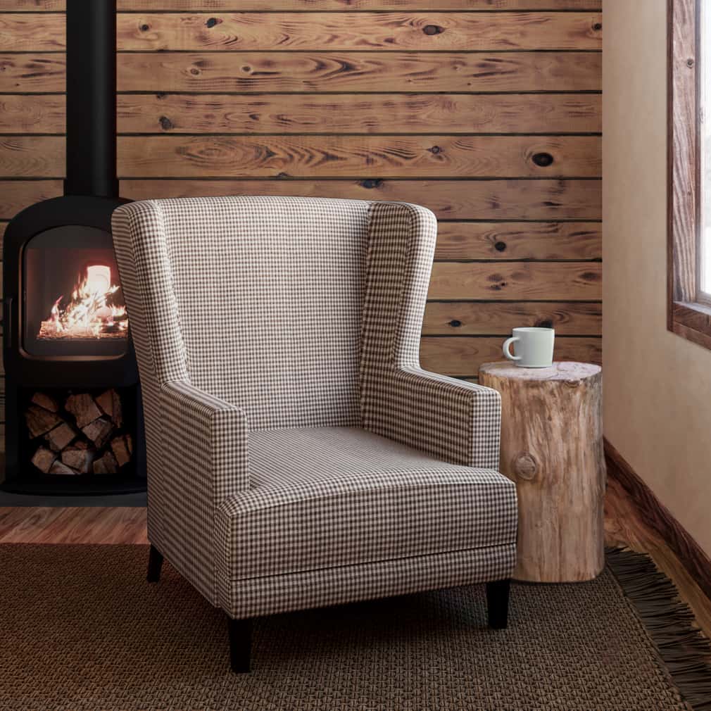 D2606 Check & Houndstooth,Small Scale Check Cafe Brown Charlotte Fabrics