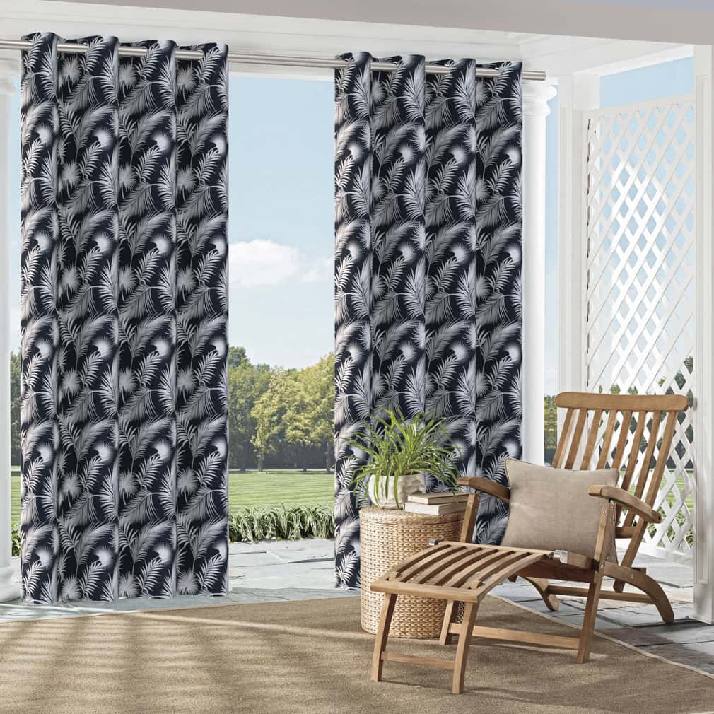 D2751 Leaves,Tropical & Botanical Navy Blue Charlotte Fabrics