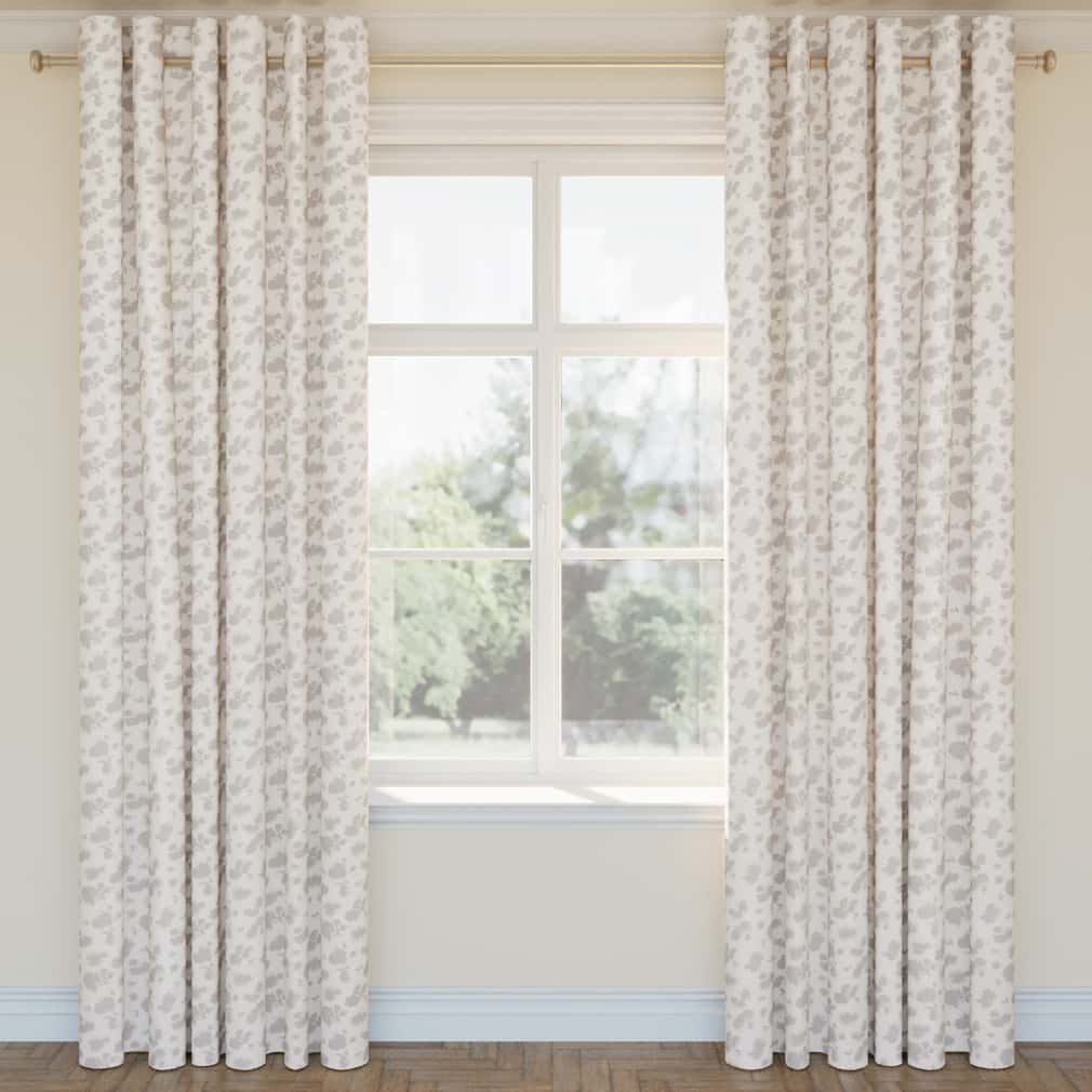 D2903 Floral Pebble Grey & Silver Charlotte Fabrics