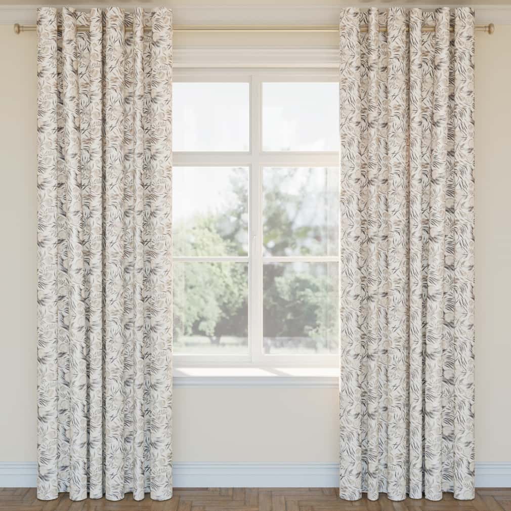 D2911 Floral Dune Beige & Taupe,Grey & Silver Charlotte Fabrics