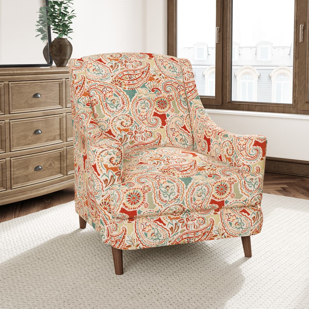 D3031 Paisley Capri Aqua & Teal,Orange & Rust Charlotte Fabrics