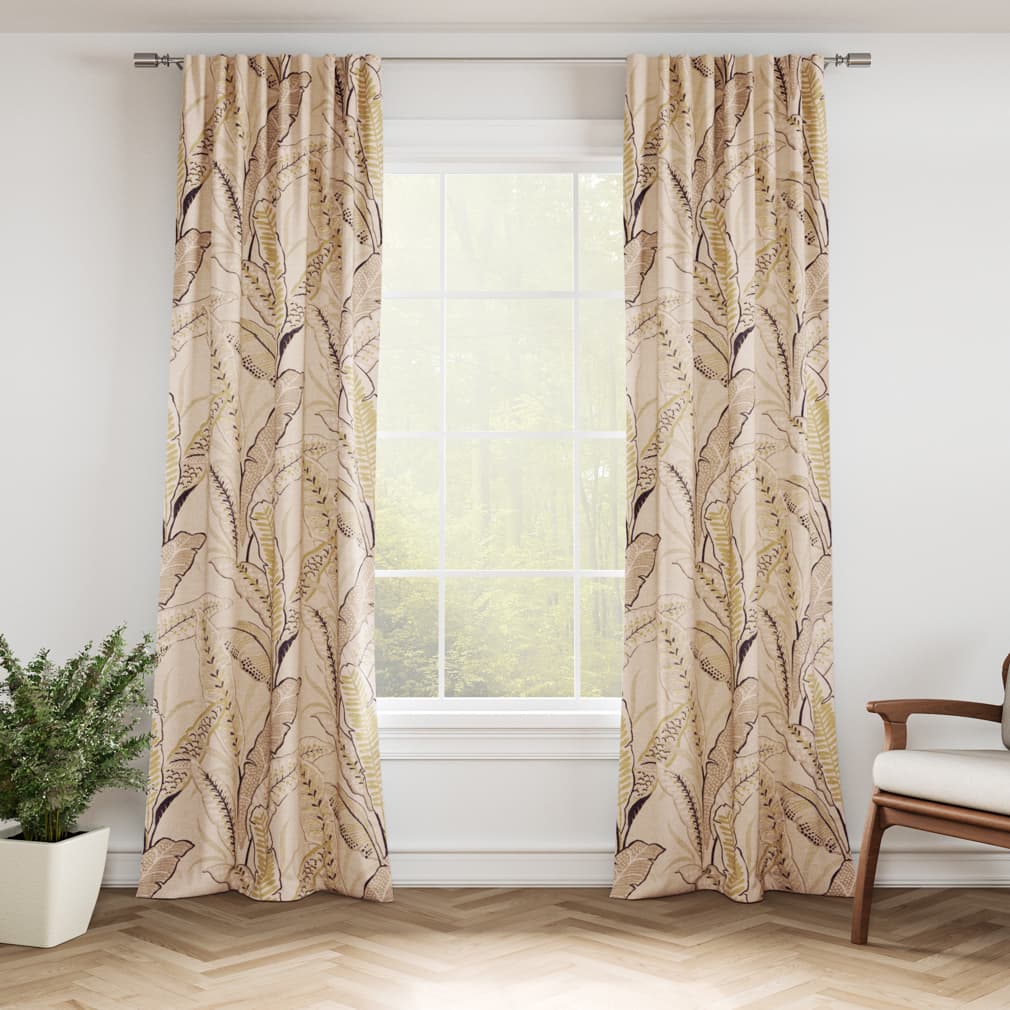 D3307 Leaves,Tropical & Botanical Wheat Beige & Taupe Charlotte Fabrics