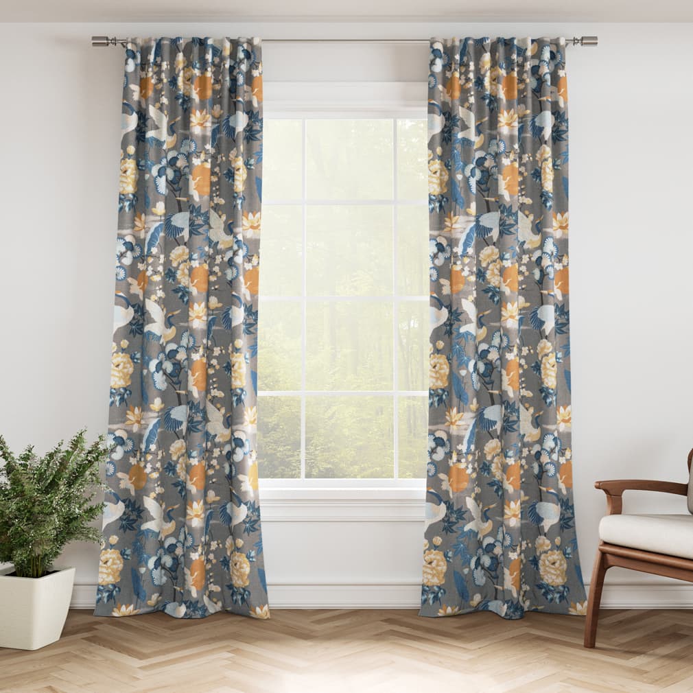 D3314 Floral,Novelty,Tropical & Botanical Stone Blue Charlotte Fabrics
