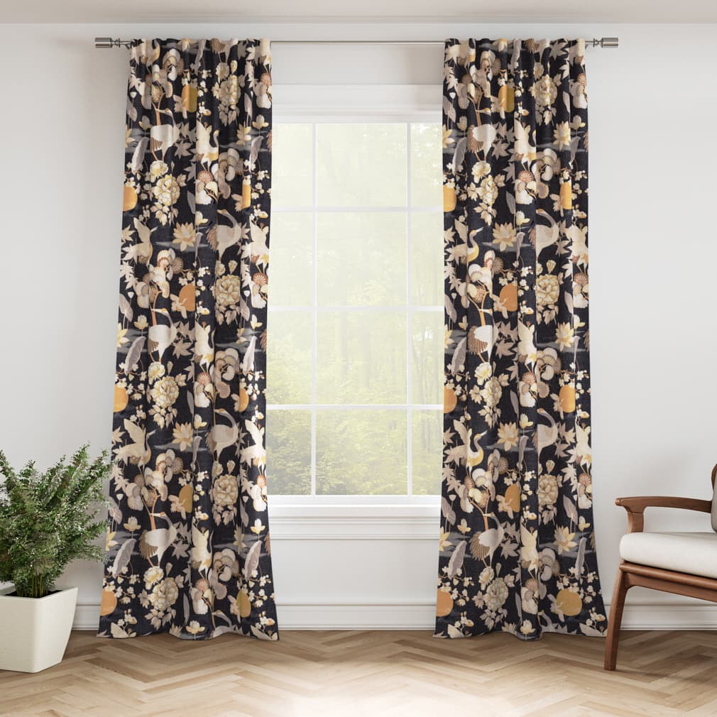 D3316 Floral,Novelty,Tropical & Botanical Noir Black,Brown Charlotte Fabrics