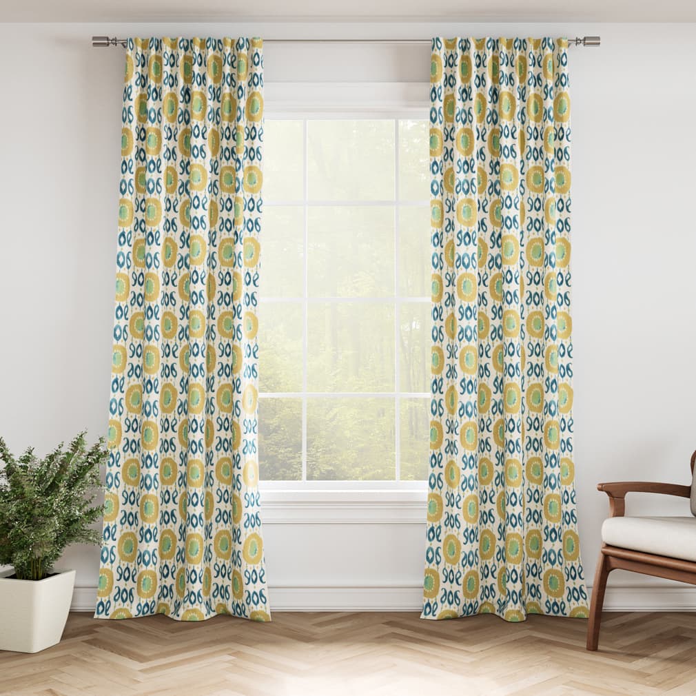 D3322 Abstract & Geometric,Global Citron Blue,Green Charlotte Fabrics