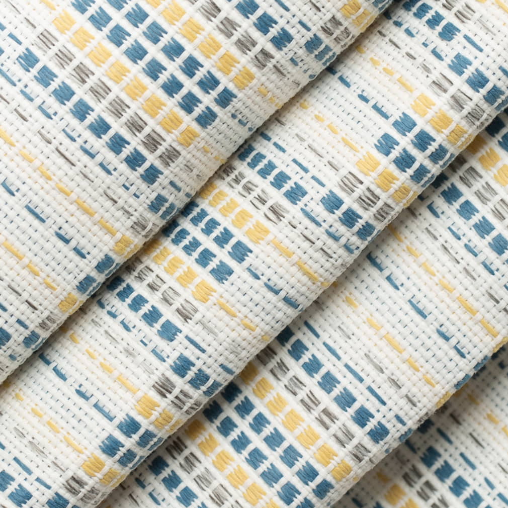 D4319 Abstract & Geometric Maize Blue,Gold & Yellow Charlotte Fabrics
