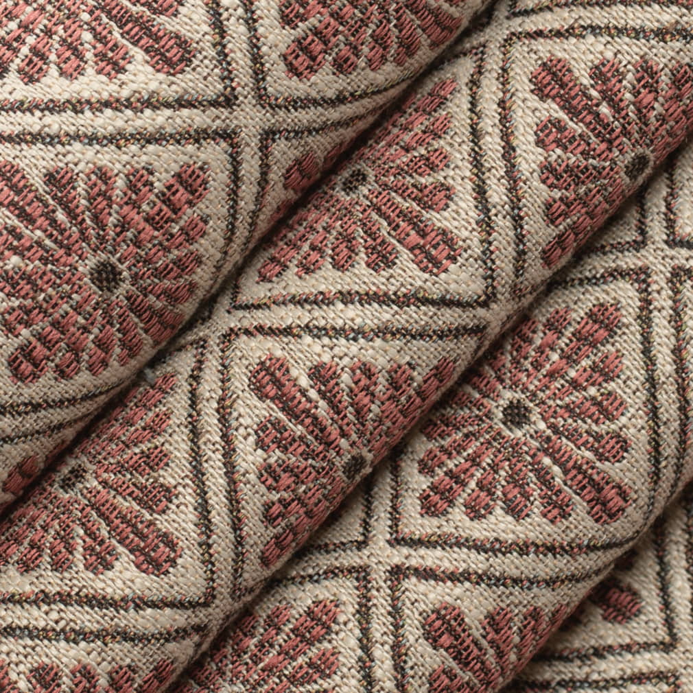 D4381 Abstract & Geometric,Diamonds Blossom Coral & Peach Charlotte Fabrics