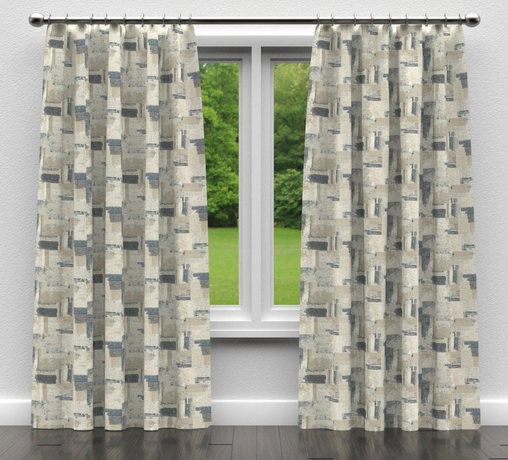 D837 Abstract & Geometric Denali/Sky Blue Charlotte Fabrics