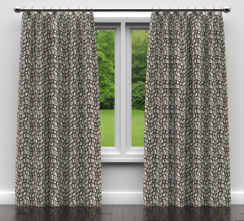D864 Abstract & Geometric Zion/Storm Brown,Grey & Silver Charlotte Fabrics