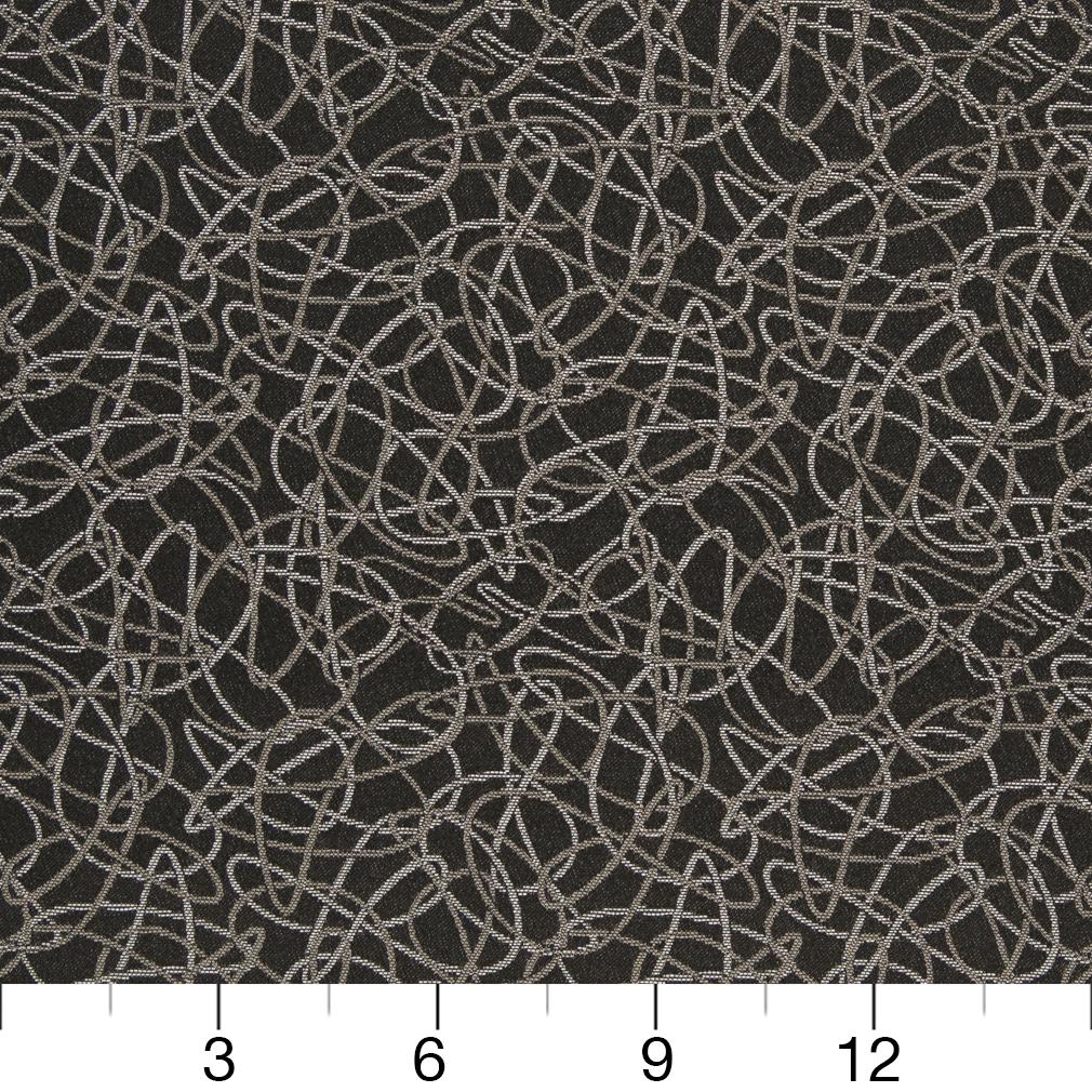 D932 Abstract & Geometric Squiggles/Coal Black Charlotte Fabrics
