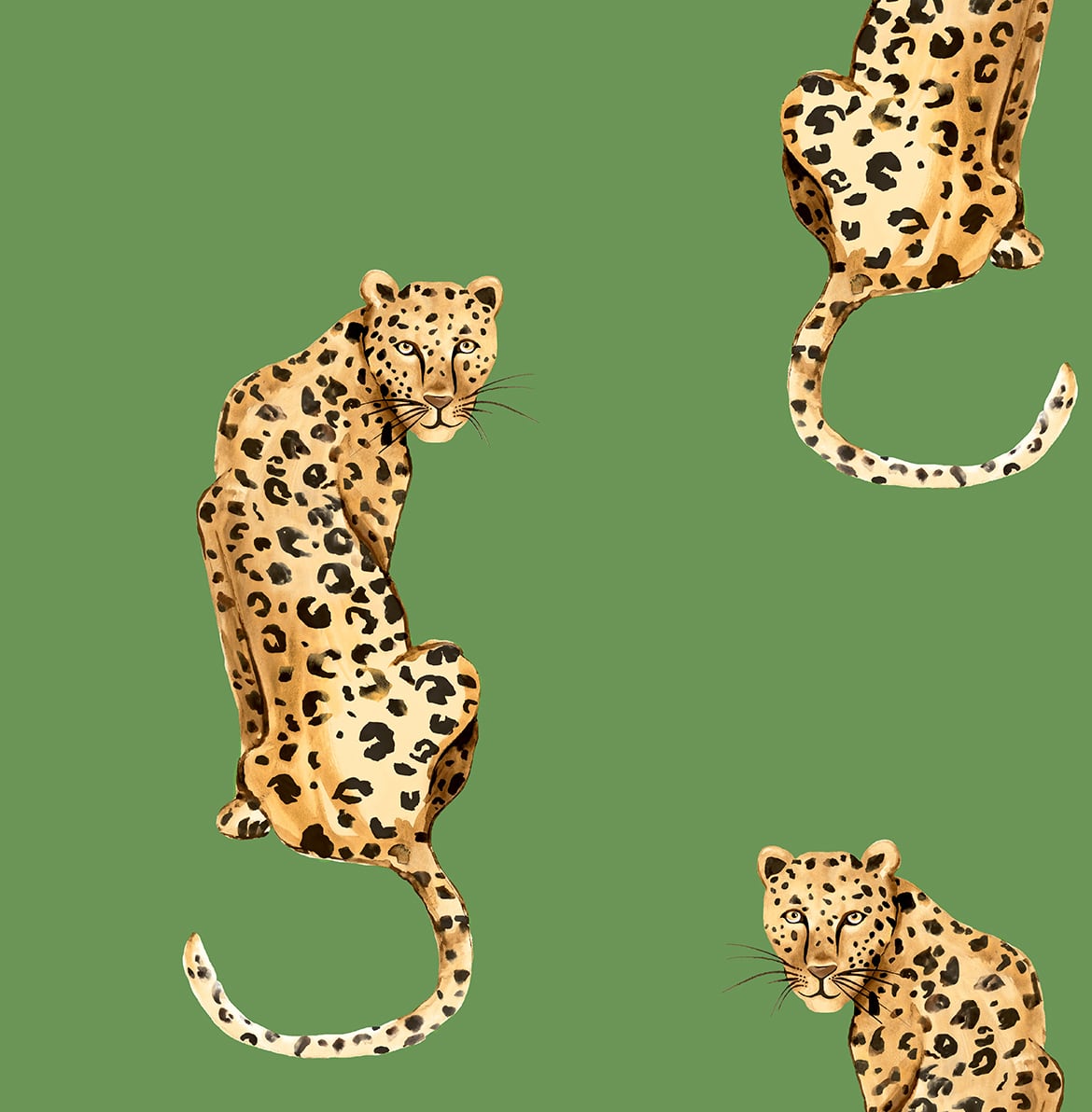 DB20204 Daisy Bennett Designs Daisy Bennett Peel and Stick Wallpaper Leopard King Green