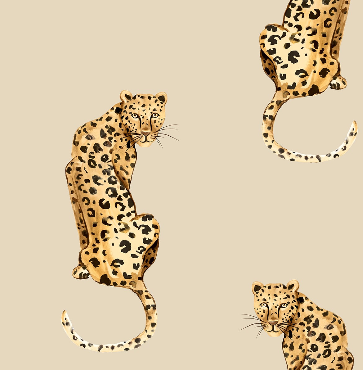 DB20205 Daisy Bennett Designs Daisy Bennett Peel and Stick Wallpaper Leopard King Pale Oak