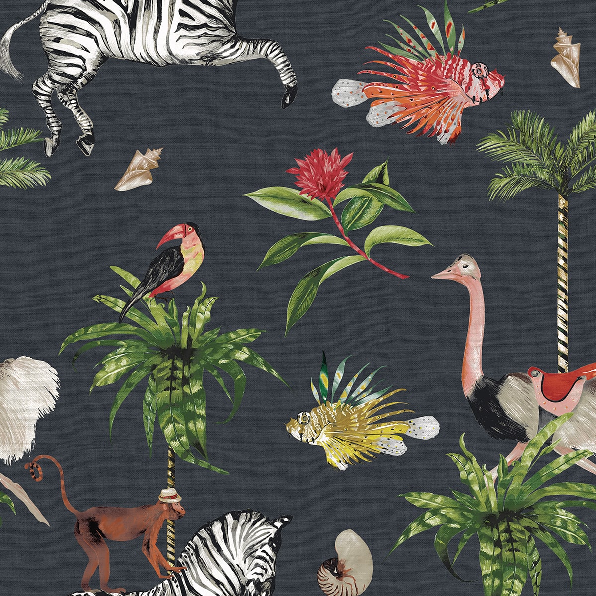 DBW2000 Daisy Bennett Designs West Boulevard Collection Wallpaper Merry Go Round Carbon