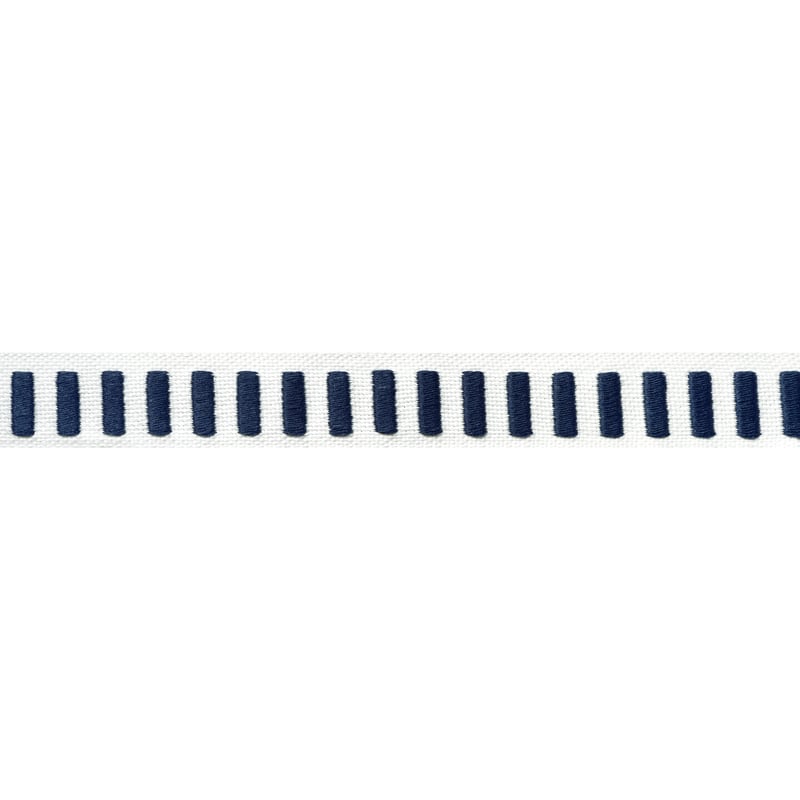 E12136 Thibaut Navy on White Fabric