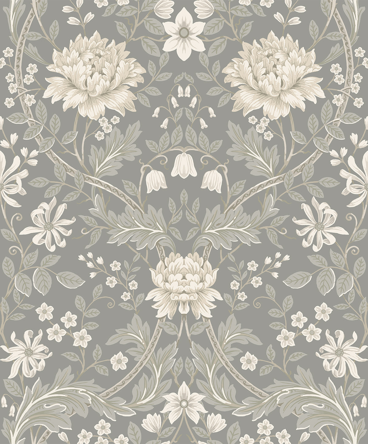 EP10008 Etten Studios Etten Prepasted Wallcoverings Wallpaper Honeysuckle Floral Prepasted Daydream Grey
