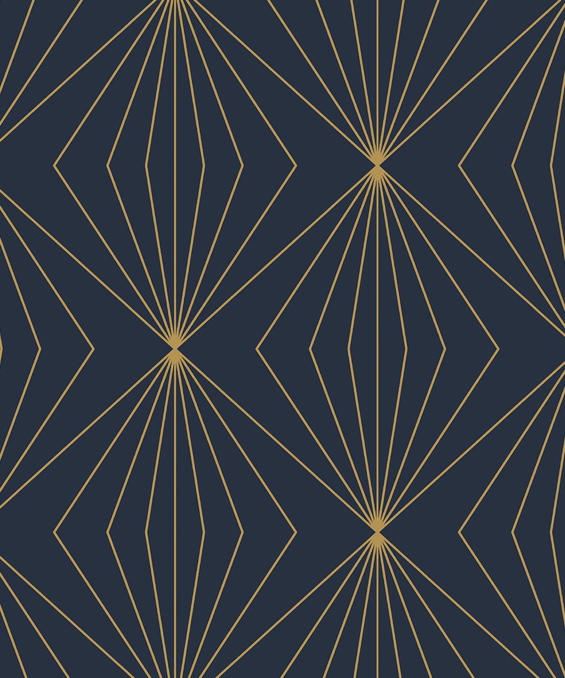 EP10902 Etten Studios Etten Prepasted Wallcoverings Wallpaper Gem Geometric Prepasted Dark Blue & Metallic Gold