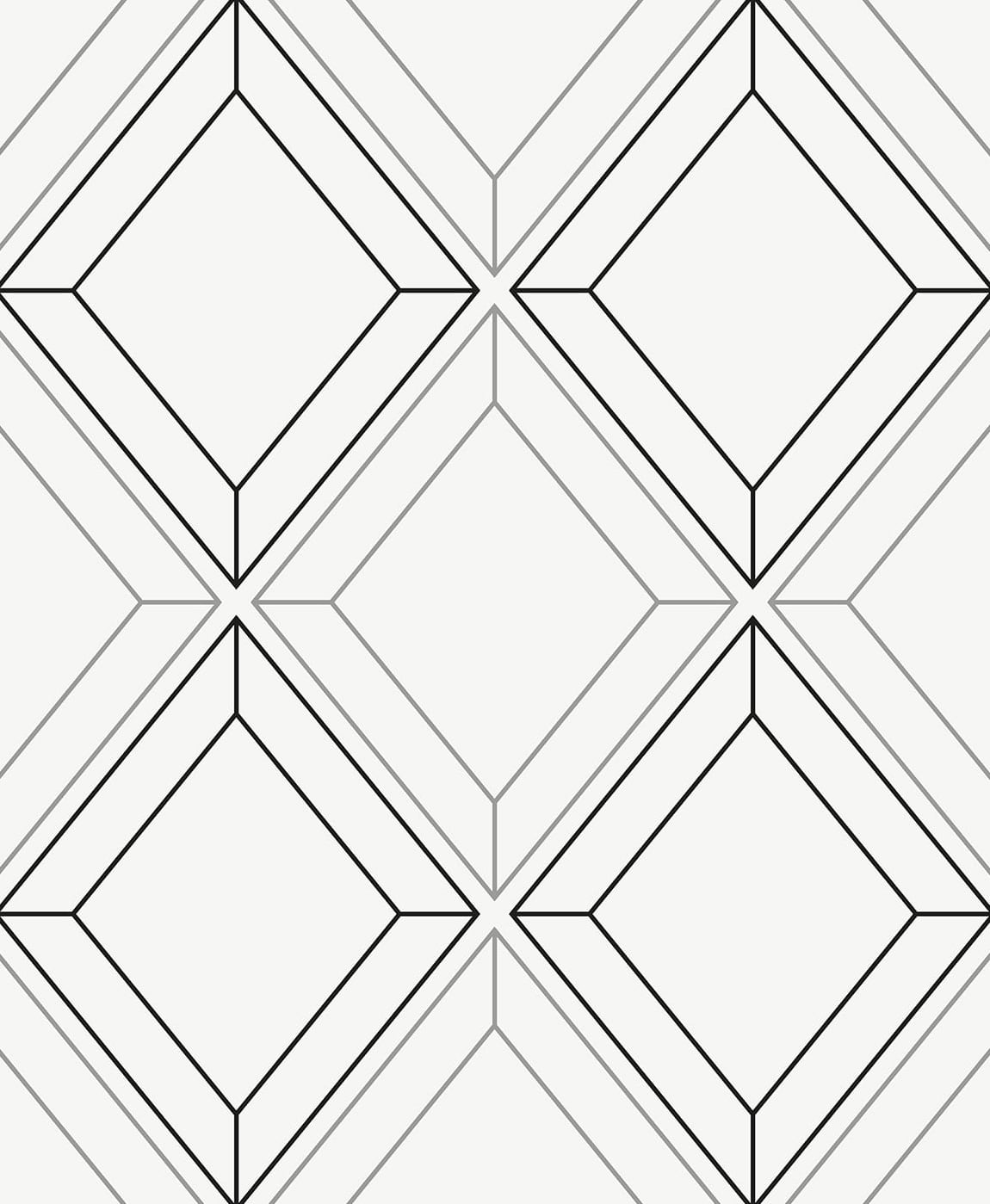 ET11600 Etten Studios Etten Studios Online Wallpaper Linework Gem Metallic Silver & Ebony