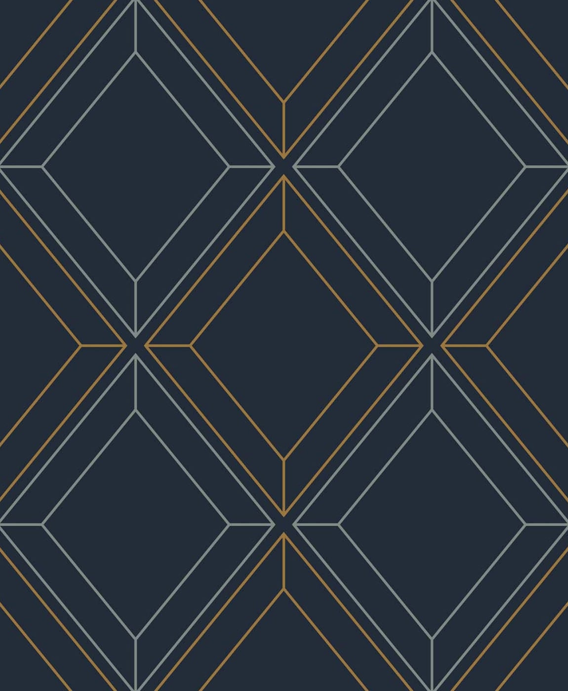 ET11602 Etten Studios Etten Studios Online Wallpaper Linework Gem Midnight Blue & Metallic Gold