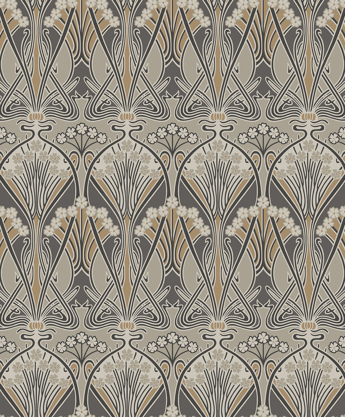 ET12406 Etten Studios Legacy Prints Wallpaper Dragonfly Damask Bronze & Smoke