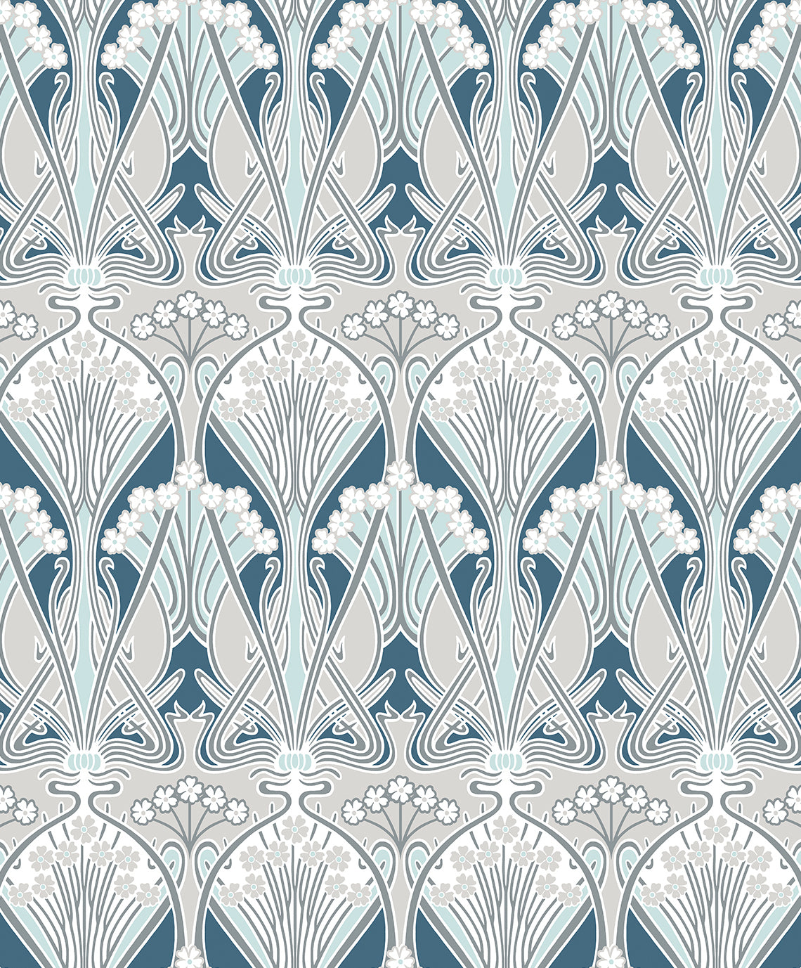 ET12414 Etten Studios Legacy Prints Wallpaper Dragonfly Damask Aegean Blue & Dewdrop