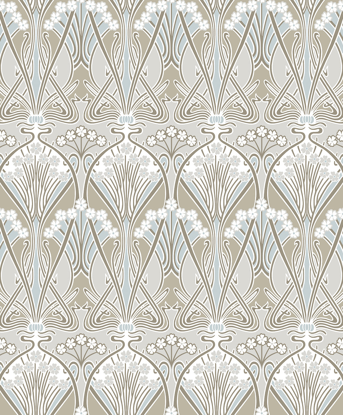 ET12424 Etten Studios Legacy Prints Wallpaper Dragonfly Damask Soft Taupe & Blue Mist